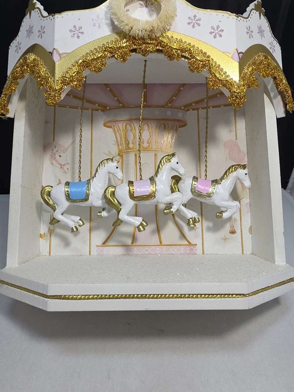 Ashland Frosted Fairytale Carousel Horse Christmas Tabletop Decor (Y) - Picture 2 of 6
